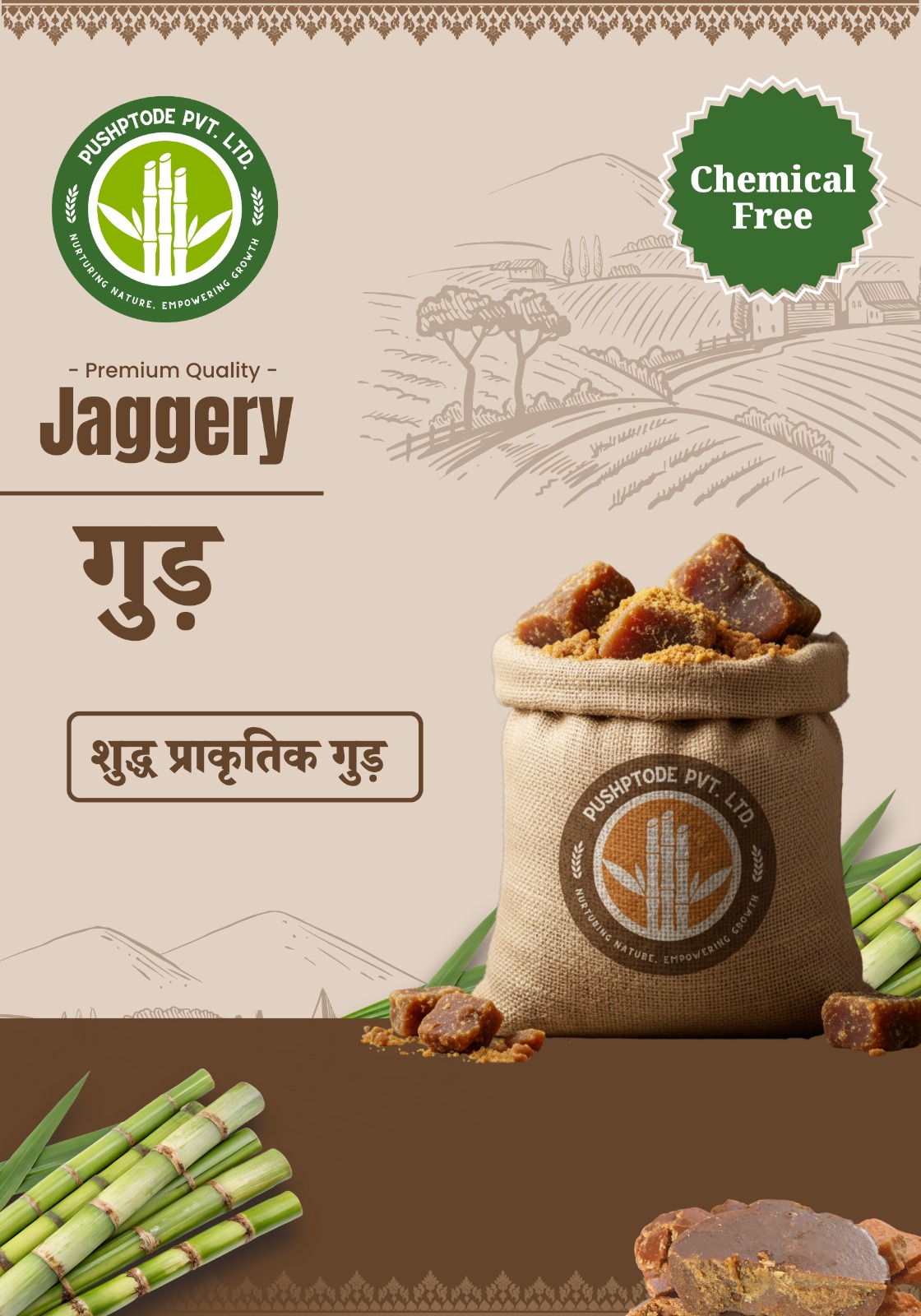 pushptode Premium Quality Jaggery Laal Gud - Image 1